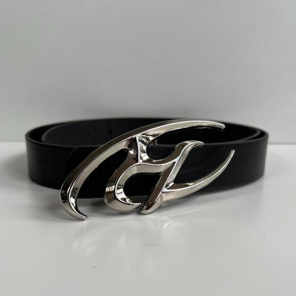 y2k 2000s chrome star futuristic emblem black and silver grunge emo belt - Picture 2 of 8